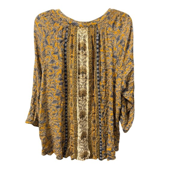 Mason & Belle Paisley Sleeve Blouse Sz 2X Yellow Gray - Picture 11 of 11